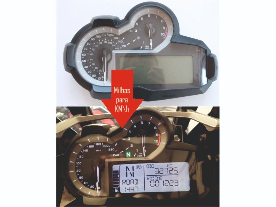 BMW R1200 GS e GSA Milhas para Km - fundos originais e programação