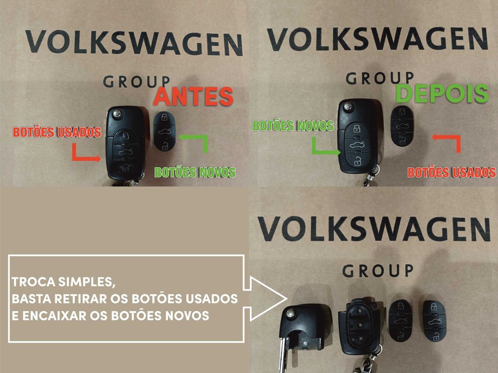 Botões Novos e Originais Audi para Chaves retráteis modelo A2 A3 A4 A6